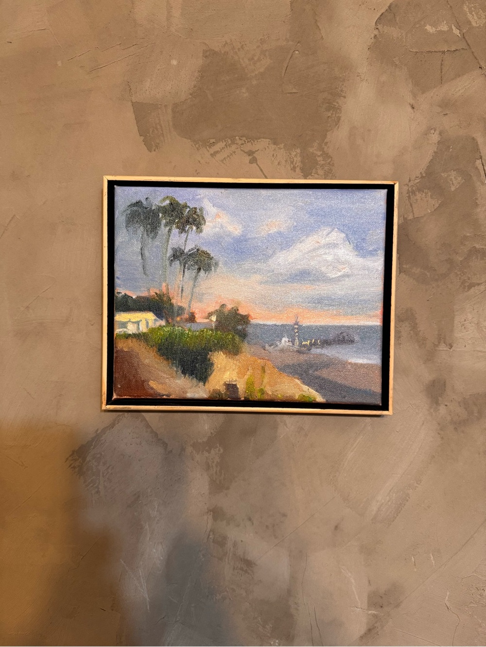 Coastal Landscape oil painting on canvas . Framed